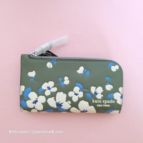 KATE SPADE Devin Painterly Bouquet SMALL Bifold Leather Wallet-Cedar Stand  🎈⭐ - Picture 5 of 16